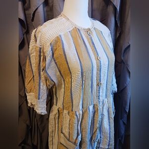 Raw Edge Women M Dress Tunic Eclectic French Country Poverty Chic Layered